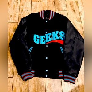 Varsity leather bomber jacket sz XL